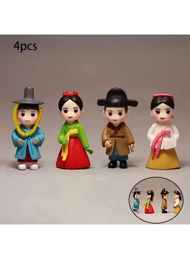 4Pcs Set Traditional Korean Couple DIY Statues Cute Boy Girl Home Decor Gift - Image 4